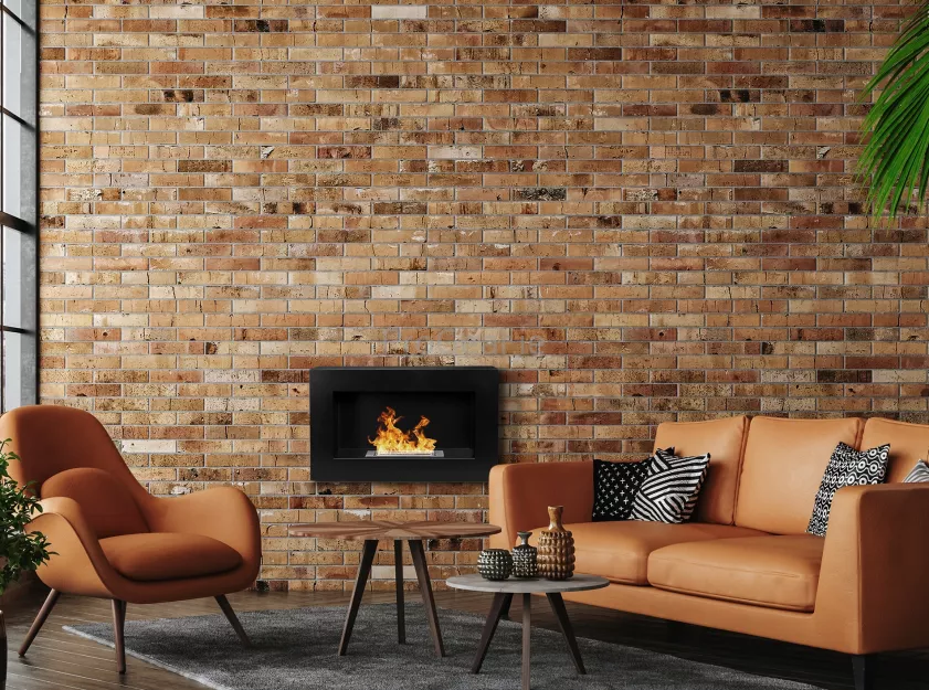 Wall-Mounted Bioethanol Fireplace – 650×400 mm BOX, Matte Black with Glass