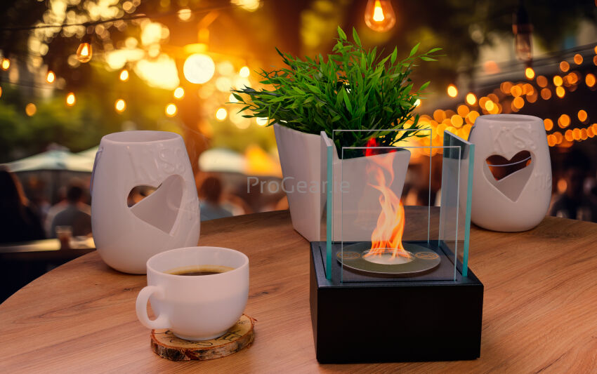 Smart Freestanding Bioethanol Fireplace – Matte Black Structured