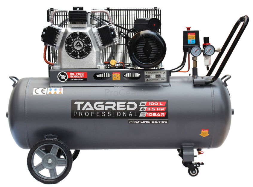 Oil-free compressor 10 BAR 100L 3-piston, powerful