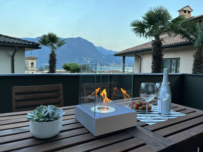 Sunset Garden Mini – Freestanding Bioethanol Fireplace (Matte Grey)