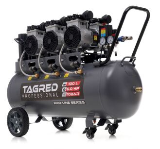 Oil-free compressor TAGRED TA3389 10 BAR 100L 6-piston powerful, quiet