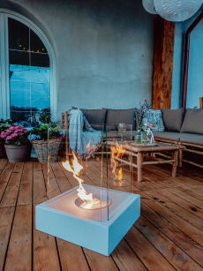 Sunset Garden – Freestanding Bioethanol Fireplace (Matte Grey)