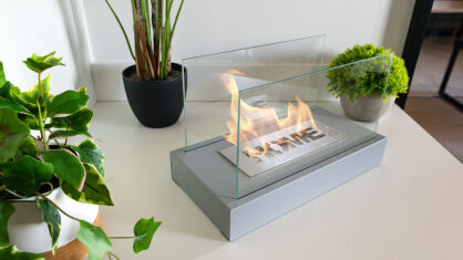 Home – Freestanding Bioethanol Fireplace (Matte Grey Structured)