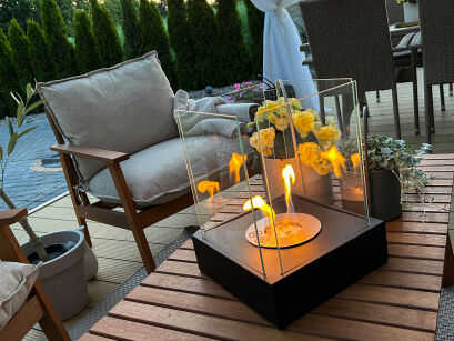 Sunset Garden Mini – Freestanding Bioethanol Fireplace (Matte Black)